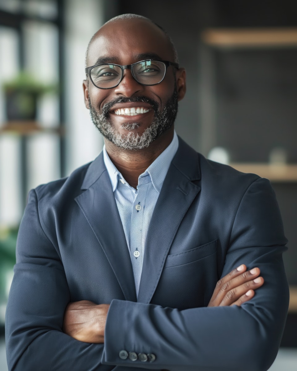 Smiling professional with arms crossed